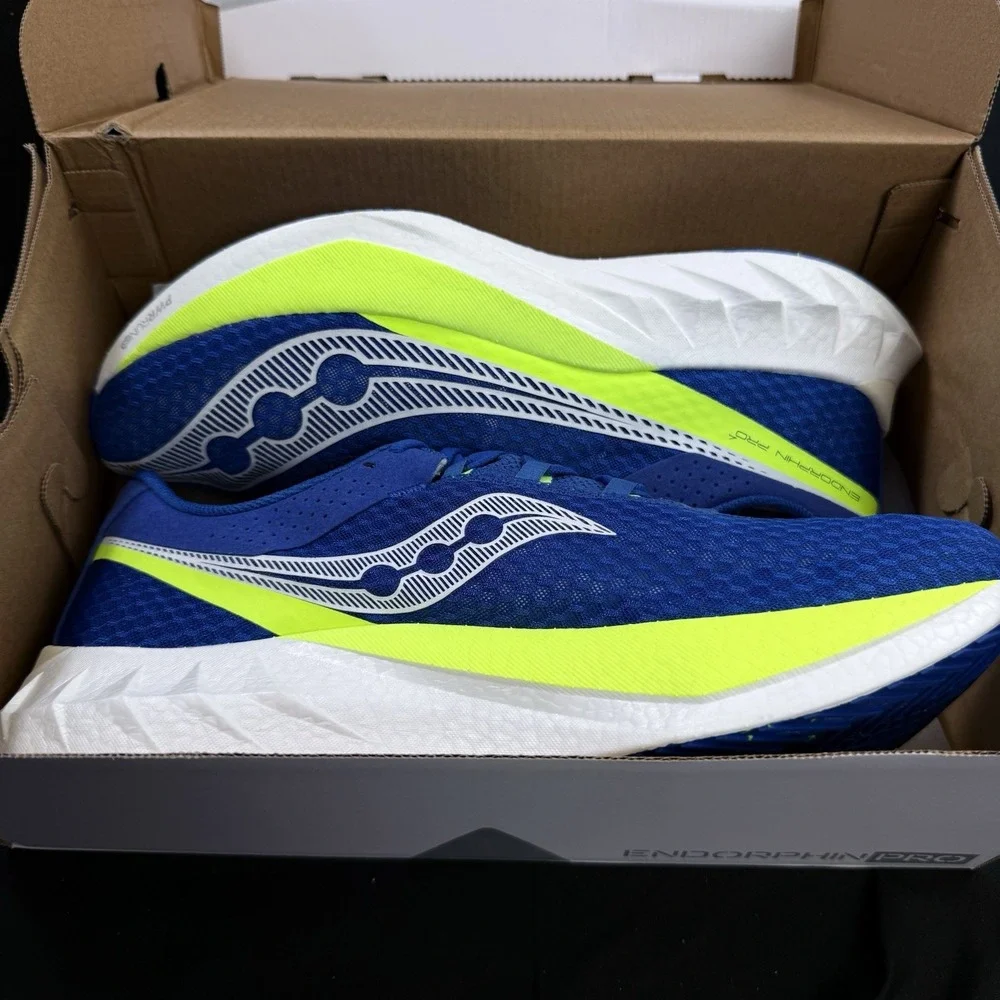 Size 14 Saucony Endorphin Pro 4 Men's Running Shoes Lapis Citron Blue Yellow